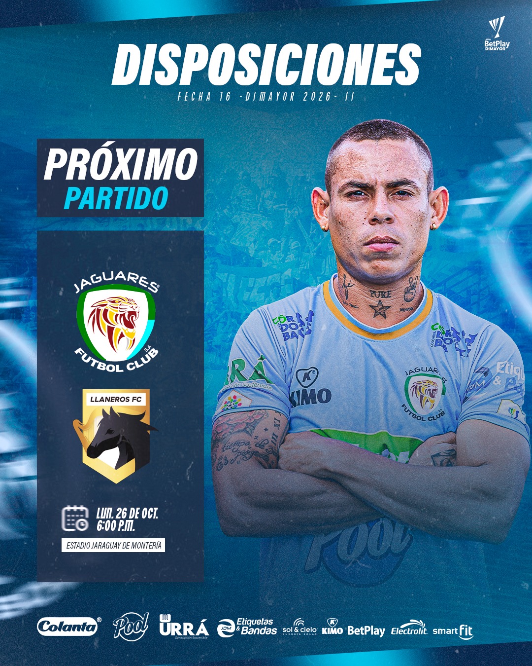 *Disposiciones Vs. Llaneros FC por la fecha 16 de la Liga BetPlay II -2026